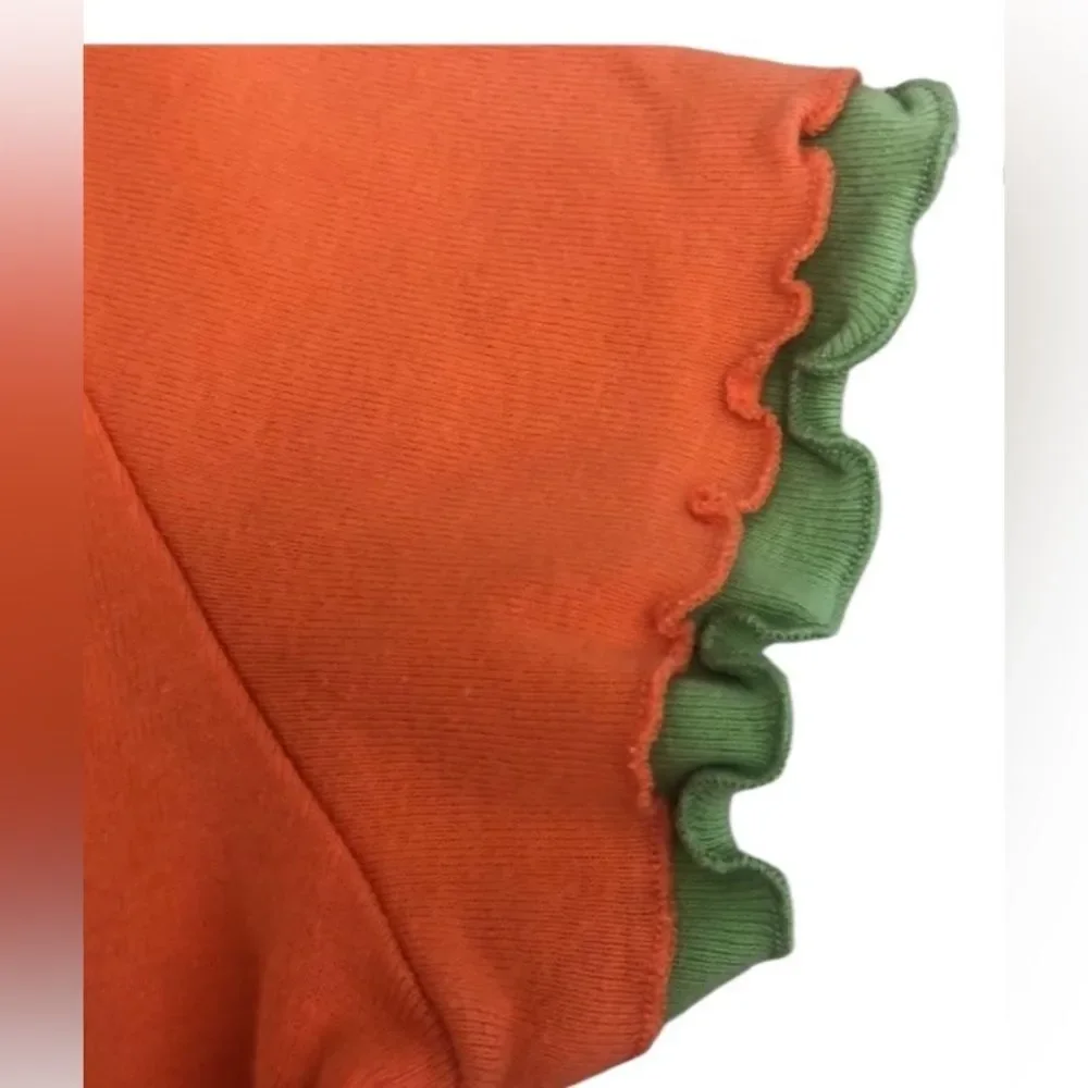 The Children’s Place Sweet Treats Graphic Top Girls L 10/12 Orange Ruffle Trim